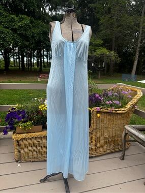 Light Blue vintage 60s nightgown sheath - Velrose - Olga like